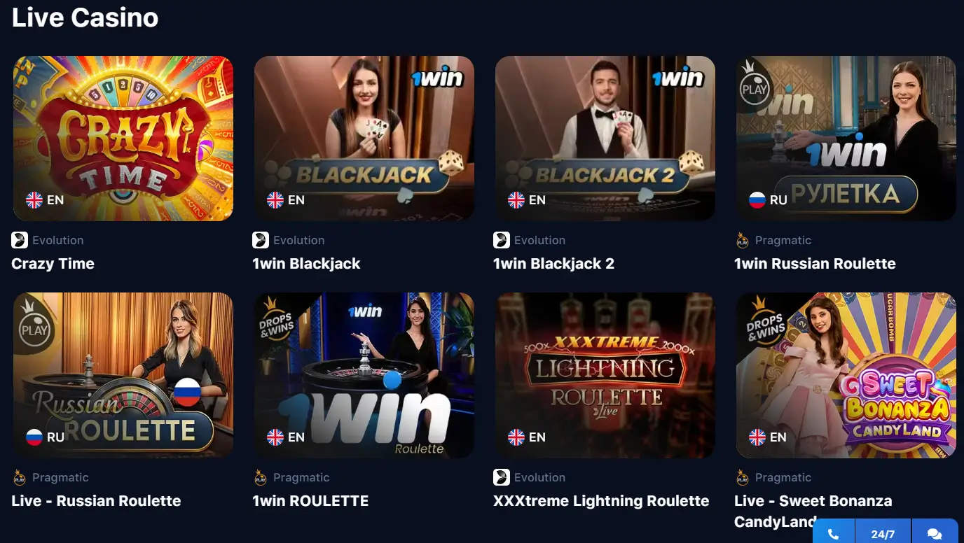 live casino 1win