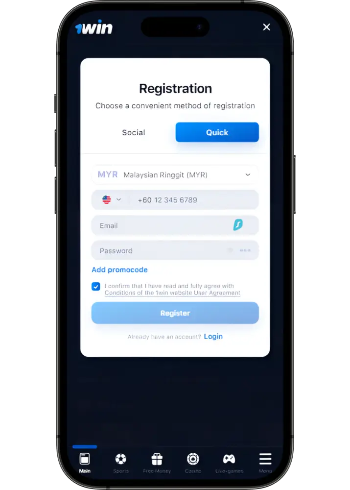 1win registration